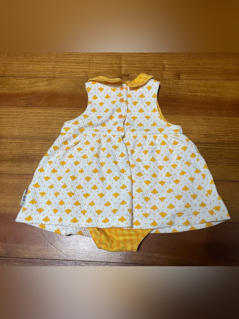 Vintage Gymboree Rainbow Tag Yellow Heart Bumble Bee Print Dress with Collar XS - Picture 5 of 6